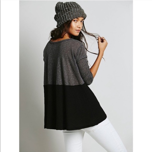 Free People Tops - We the Free Black & Gray Color Block Thermal